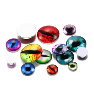 Clear 3D glass dragon eye cabochons for DIY crafts in various colors and sizes