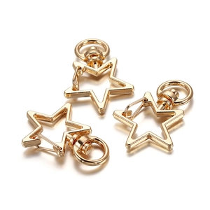 Three gold star-shaped swivel lobster clasps for DIY jewelry making and keychains