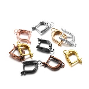 Close-up of lever back earring hooks in diverse metal finishes for DIY jewelry making