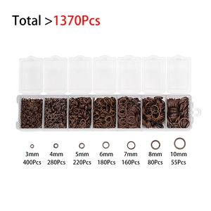 Assortiment d'anneaux de jonction bronze de 3mm à 10mm en boîte pour bijoux DIY