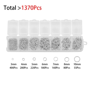 Détail du kit de 1370 anneaux de jonction DIY en 7 tailles avec boîte de rangement