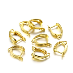 Golden DIY French ear hooks with spring clasp closure for jewelry making 8-piece set