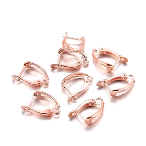 Detail of rose gold lever-back earring hooks for DIY jewelry making accessories