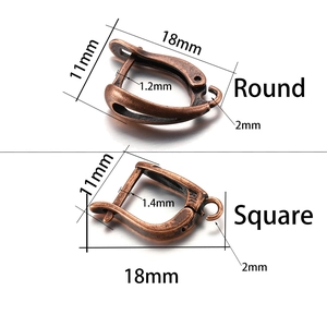 DIY Pure Copper U-shape Earring Hooks and Clips in Round and Square Vintage Bronze Finish
