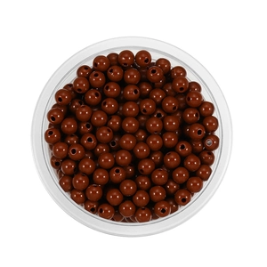 Top view of 6mm round coffee brown acrylic spacer beads for DIY jewelry making