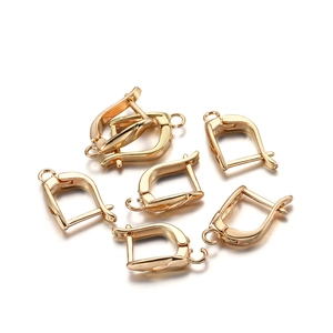 Polished gold-plated leverback ear hooks for DIY earring making with closed loop