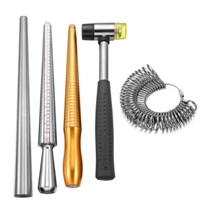 Set Professionale di Mandrini per Misurare gli Anelli in Acciaio Inossidabile Legno Martello Calibro Strumento di Misura Riparazione per Gioiellieri