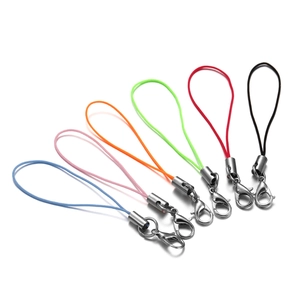Set of 6 colorful nylon lanyards with silver lobster clasps for DIY phone accessories