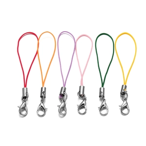 Colorful DIY braided lanyards with silver lobster clasps for phones and keys