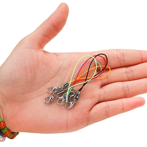 Handheld view of colorful nylon lanyards with metal lobster clasps for DIY accessories