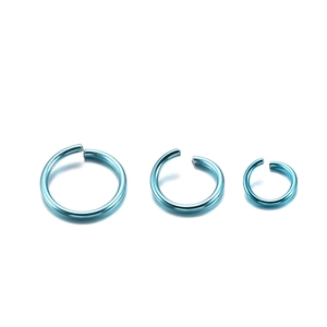 Three-piece set of sky blue aluminum open jump rings for DIY jewelry and nose piercing