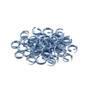 Bulk light blue aluminum open jump rings for DIY jewelry making and bracelet connectors