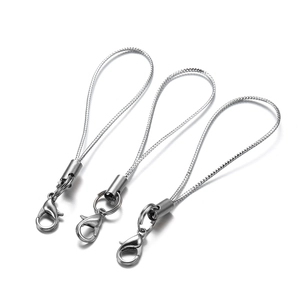 Three pieces of polished metal lobster clasp cords for DIY phone jewelry and keychain making