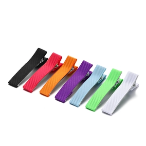 Set of 7 colorful ribbon-wrapped alligator hair clips in vibrant shades for DIY hair accessories