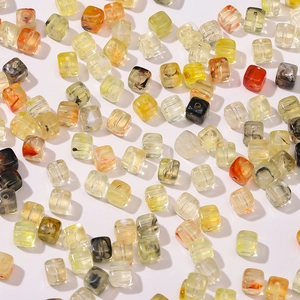 Macro de cuentas cuadradas de acrílico de colores con textura de mármol para joyas DIY