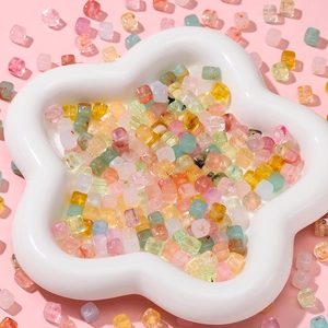 Cuentas de Cubo de Acrílico con Textura de Mármol Cuentas Sueltas Cuadradas Estilo Piedra para Creación de Joyas DIY Pulsera Collar