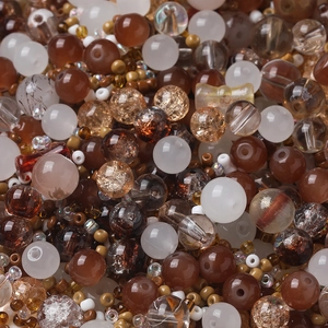 Assorted mixed earth-tone beads and glass spacers for DIY jewelry making kits