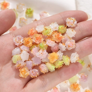 Colorful resin rose flower beads with gold edges for DIY handmade jewelry crafts