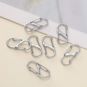 Silberne S-Karabiner aus Zinklegierung mit Doppel-Federverschluss für Schlüssel