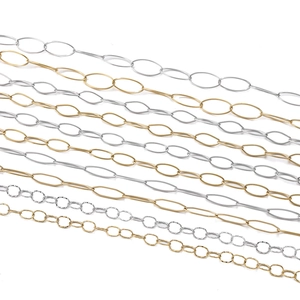 Détails de chaînes à maillons ovales en acier inoxydable or et argent pour bijoux DIY