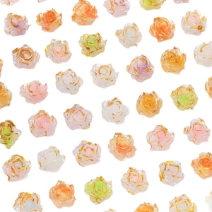Mix of colorful resin rose flower beads with golden edges for jewelry making DIY