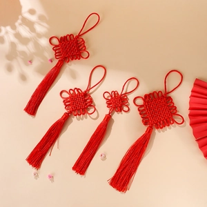 Traditional Red Chinese Lucky Knot Tassel Hanging Ornament Polyester Woven Lucky Knot For Home Festival Decoration Gift
