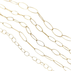 Chaînes à maillons ovales dorées en acier inoxydable pour création de bijoux DIY