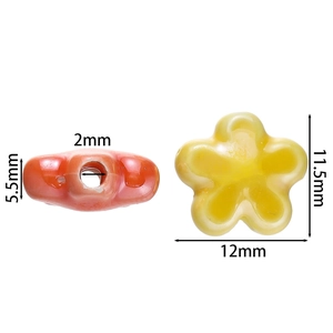 Geglazuurde keramische bloemkralen voor DIY sieraden met een gat van 2mm groot