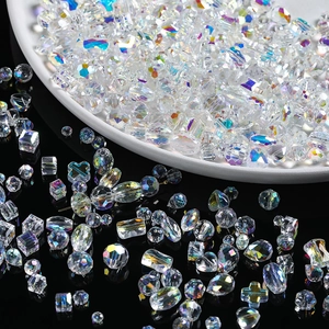 Mezcla de cuentas de cristal AB en varias formas geométricas para creación de joyas DIY