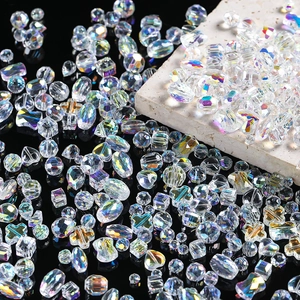 Cuentas de cristal arcoíris AB en varias formas geométricas para creación de joyas DIY