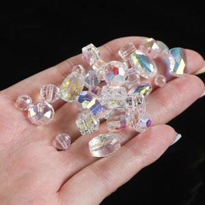 Cuentas de cristal tallado con baño arcoíris en varias formas para bisutería DIY