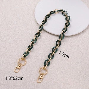 62cm dark green resin and gold metal chain strap for handbags with lobster clasps