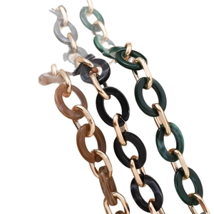 62cm acrylic bag chains in marble brown, black, and green with gold metal buckles