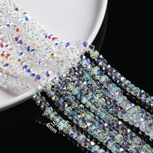 Detailed view of faceted AB crystal beads in 4mm and 6mm sizes for DIY jewelry