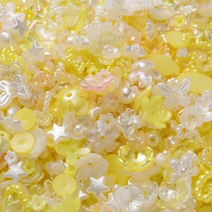 Détails de perles ABS jaunes en forme de fleur, d'étoile et de papillon pour loisirs créatifs