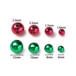 Tabella taglie dettagliata di perle cromate rosse e verdi con misure di diametro precise