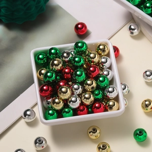 Perline Rotonde in ABS Galvanizzato Natalizie Finitura Metallica Perline Sciolte per DIY Creazione di Gioielli Rosso Verde Oro Argento Artigianato