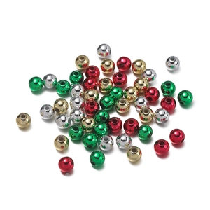 Perle rotonde in ABS da 6-12mm colori natalizi con fori per gioielli fai-da-te e decori