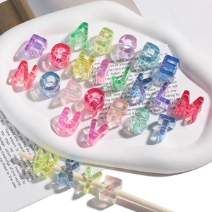 Colorful gradient acrylic letter beads with hole for DIY jewelry making and bracelets