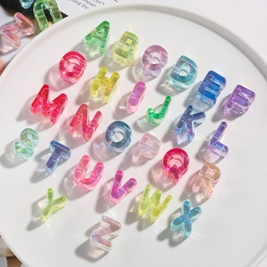 Acrylic Iridescent Transparent Alphabet Beads For DIY Jewelry Making Colorful Large Hole 3D Letter Beads For Bracelets Necklaces