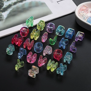 Set of 26 acrylic translucent colorful gradient alphabet beads for DIY jewelry making