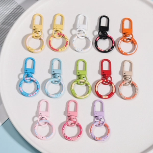 5cm colorful spring gate lobster clasps with polka dot rings for DIY keychain crafts