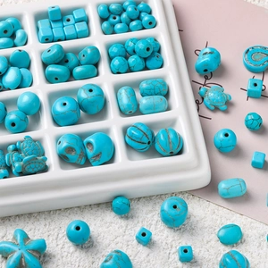 Synthetic Turquoise Beads Loose Strand Animal Geometric Shapes Star Heart Elephant Skull DIY Jewelry Making Beads Crafts