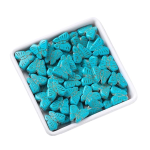 Polished butterfly turquoise spacer beads for DIY jewelry making and craft design