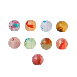 8mm colorful acrylic faux stone round beads with ink-swirl effect for DIY jewelry