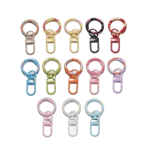 5cm colorful lacquered spring ring lobster clasps with decorative floral paint for DIY crafts