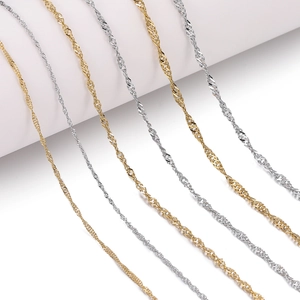 Detailed texture of gold and silver water wave titanium steel chains for DIY jewelry making