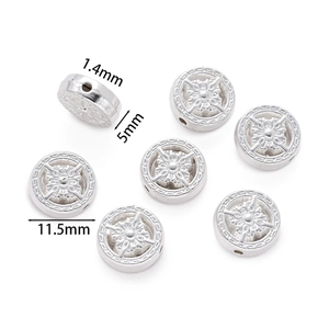 Vue détaillée des perles creuses de 11,5 mm en alliage d'argent pour bijoux DIY