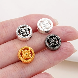 Perles de boussole vajra en alliage doré et argenté pour la création de bijoux DIY