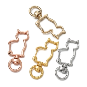 Cat-shaped alloy lobster clasps in rose gold, gold, bronze, and silver finishes